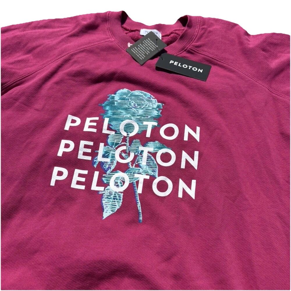 NWT Peloton sweatshirt, Floral, pink-red, $68, cotton blend discontinued. Small.